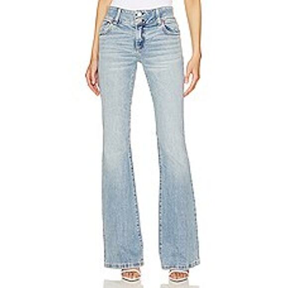 Alice + Olivia Stacey Low Rise Bell Bottom Jeans Bay Blue Size 31 - Picture 9 of 16